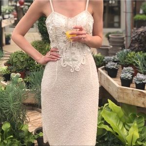 Alyce Designs White Vintage Beaded Dress